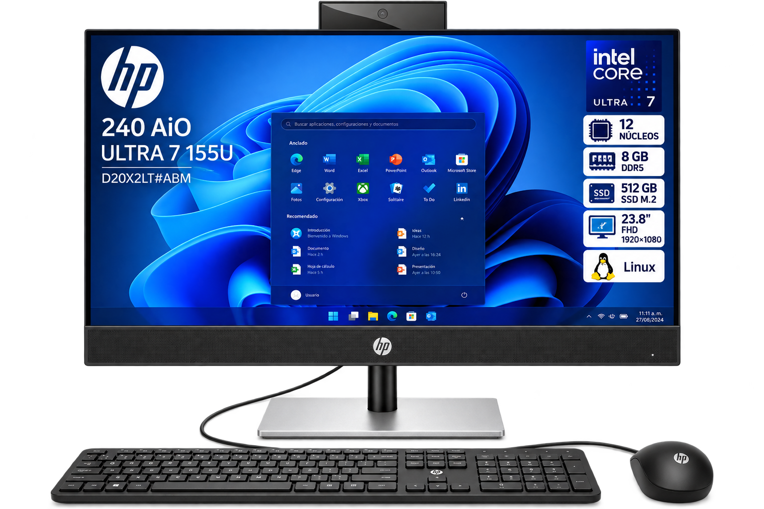 ultra 7 HP 240 AiO ULTRA 7 155U D20X2LT#ABM - Imagen 1